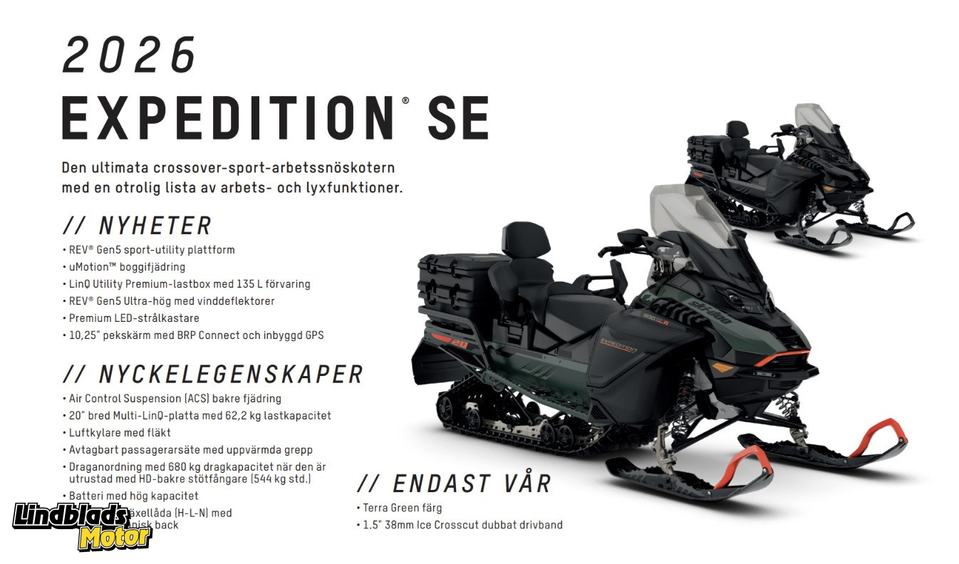 Produktbild 1 - Ski-doo Expedition SE 900 ACETurbo R 154in3900mm 1.8in 46mm Cobra SilentD80 Electric 10.25 in. ColorTouchscreen Display Terra Green Color Terra Green AYTR 2026