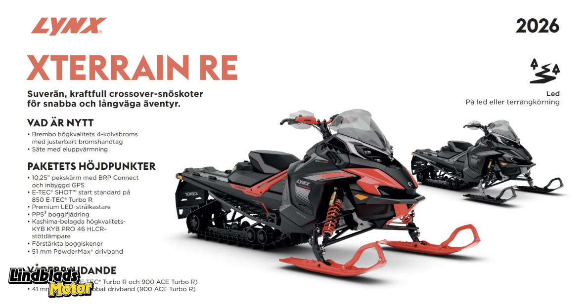 Produktbild 1 - Lynx XTerrain RE 900 ACE Turbo R 146in 3700mm 2.0in 51mm PowderMax Electric 10.25 in. Color Touchscreen Display  Viper Red / Black SMTE 2026